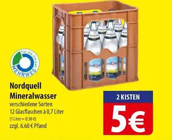 Nordquell Mineralwasser 12 x 0,7 Liter - nur 5 € für 2 Kisten!
