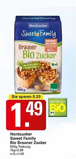 Nordzucker Sweet Family Brauner Bio Zucker 500g