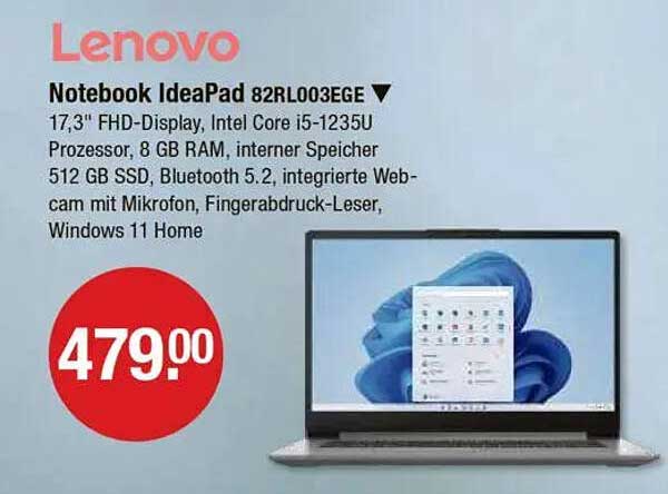 Notebook IdeaPad 82RL003EGE