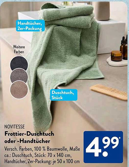 NOVITESSE Frottier-Duschtuch oder -Handtücher