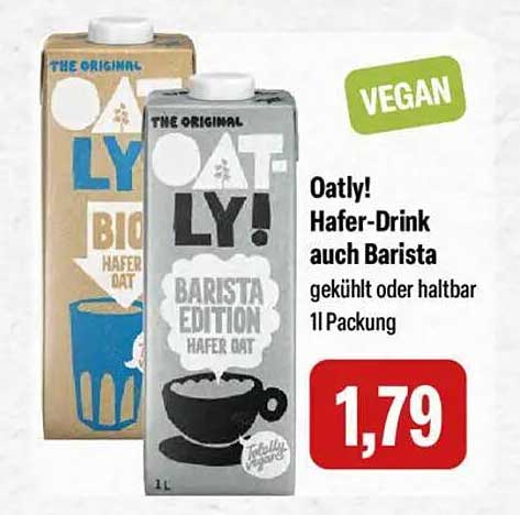 Oatly! Hafer-Drink auch Barista 1L Packung