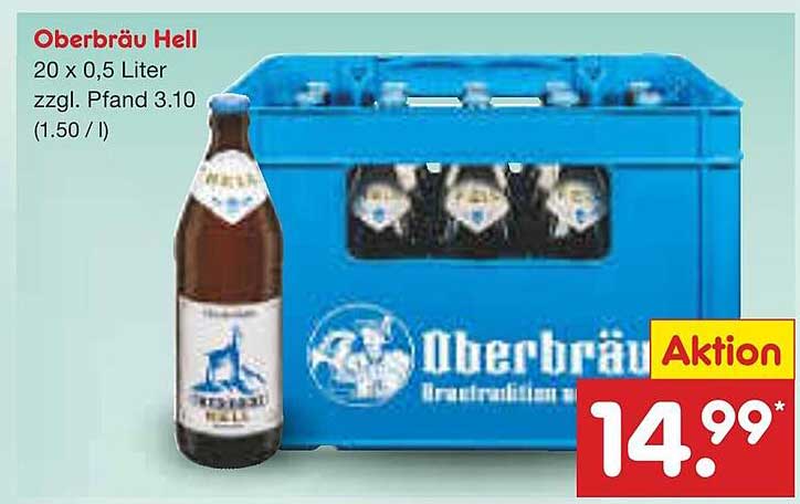 Oberbräu Hell 20 x 0,5 Liter zzgl. Pfand 3.10