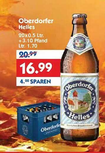 Oberdorfer Helles - 20 x 0,5 Ltr. + 3,10 Pfand, Ltr. 1,70