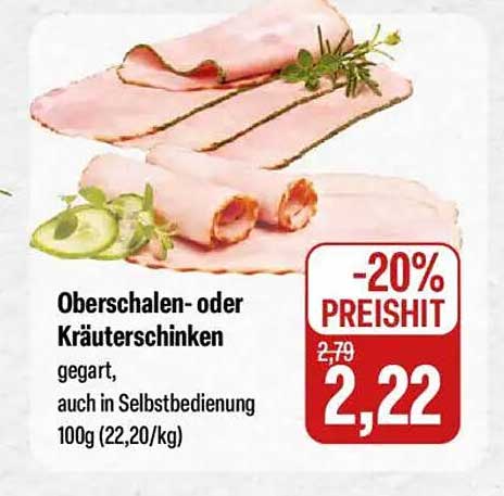 Oberschalen- oder Kräterschinken gegart, auch in Selbstbedienung
