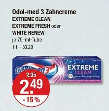 Odol-med 3 Zahnpasta EXTREME CLEAN, EXTREME FRESH oder WHITE RENEW je 75-ml-Tube