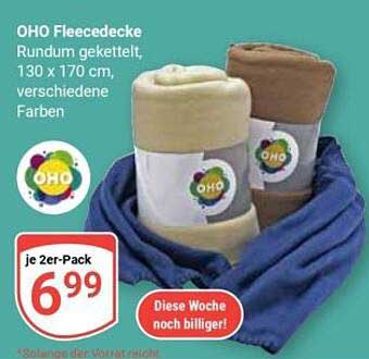 OHO Fleece-Decke 2er-Pack – Rundum gekettelt, 130 x 170 cm