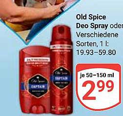 Old Spice Deo Spray oder verschiedene Sorten, 50-150 ml