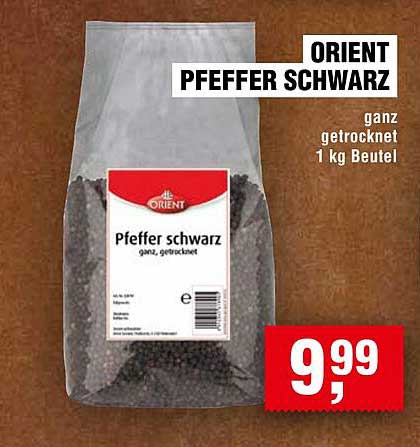 ORIENT PFEFFER SCHWARZ ganz, getrocknet 1 kg Beutel