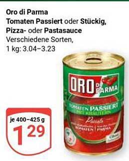 Oro di Parma Tomaten Passiert oder Stückig, Pizza- oder Pastasauce, 400-425 g