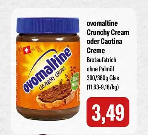 ovomaltine Crunchy Cream oder Caotina Creme Brotaufstrich 300/380g Glas