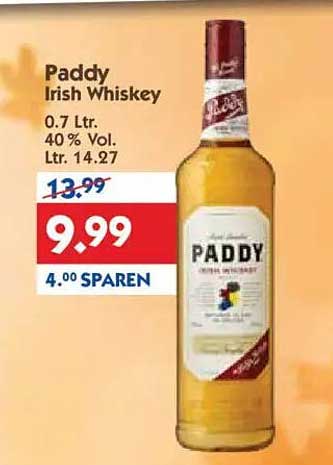 Paddy Irish Whiskey 0,7 L | 40% Vol