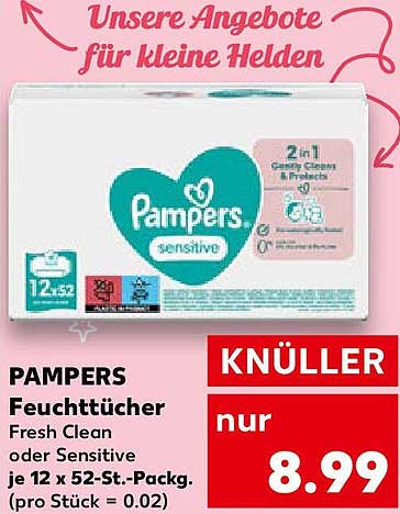 PAMPERS Feuchttücher Fresh Clean oder Sensitive 12 x 52-St.-Pack.