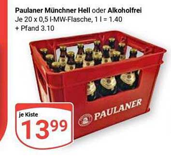 Paulaner Münchner Hell oder Alkoholfrei - 20 x 0,5 l MW-Flasche