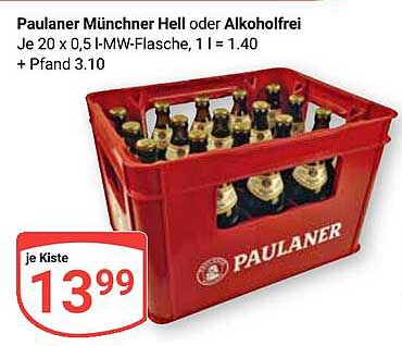 Paulaner Münchner Hell oder Alkoholfrei - 20er Kiste