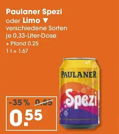 Paulaner Spezi oder Limo – 0,33-Liter-Dose