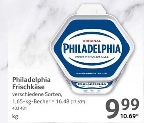 Philadelphia Frischkäse - verschiedene Sorten, 1,65-kg-Becher