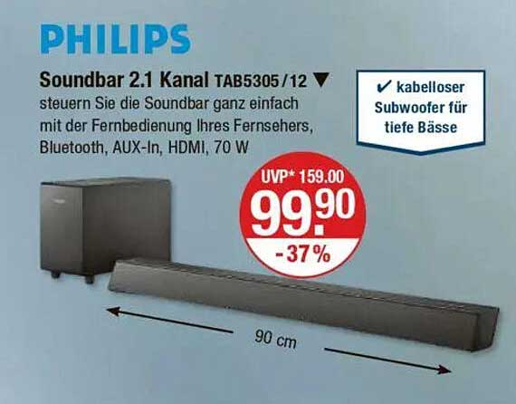 Philips Soundbar 2.1 Kanal TAB5305/12