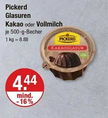 Pickerd Glasuren Kakao oder Vollmilch 500-g-Becher