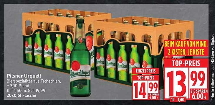 Pilsner Urquell Kiste - Bierspezialität aus Tschechien