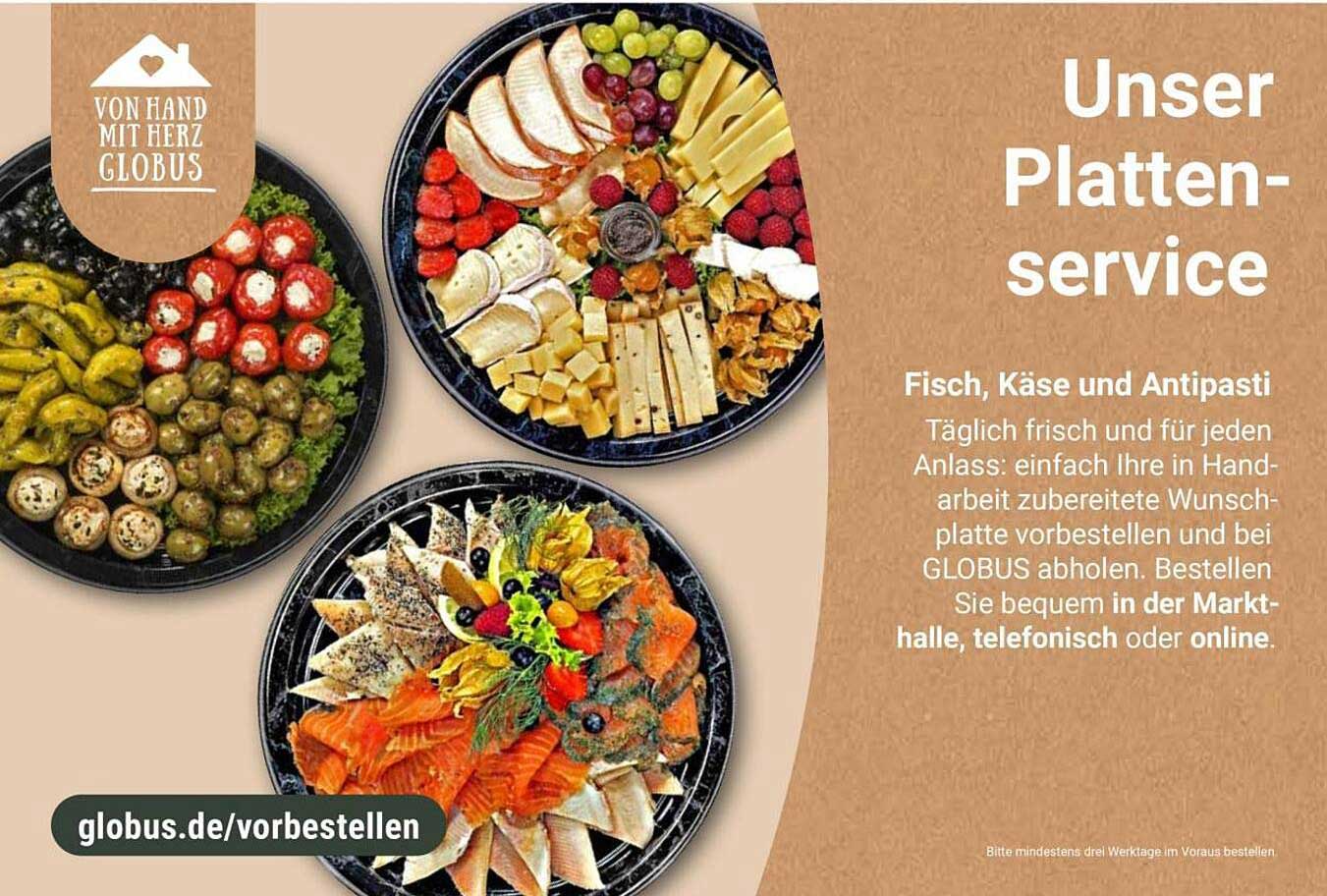Plattenservice von Globus - Fisch, Käse und Antipasti