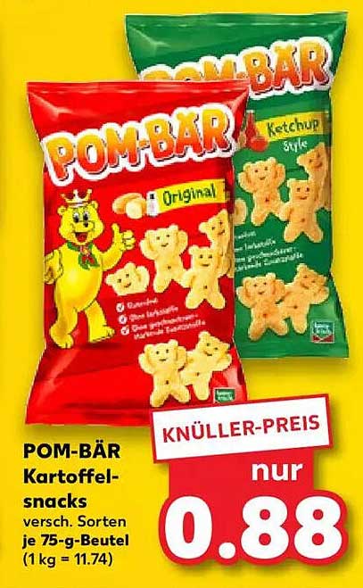 POM-BÄR Kartoffelsnacks 75-g-Beutel - Knüller-Preis