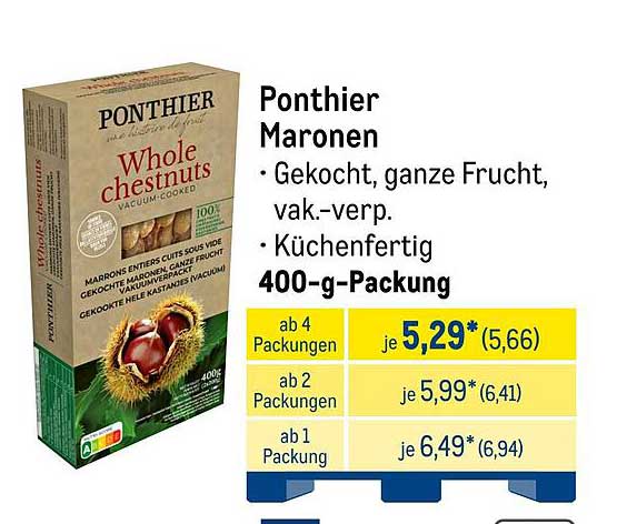 Ponthier Maronen – Vakuumverpackt, Ganze Frucht, Küchenfertig