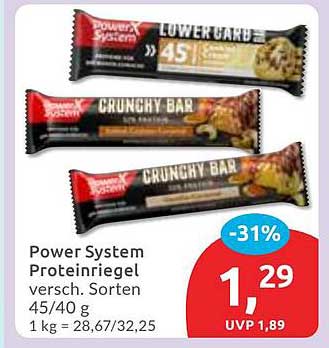 Power System Proteinriegel - verschiedene Sorten