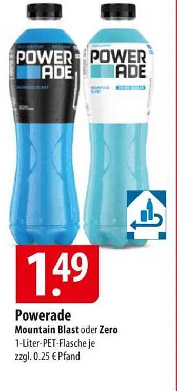 Powerade Mountain Blast oder Zero 1-Liter-PET-Flasche