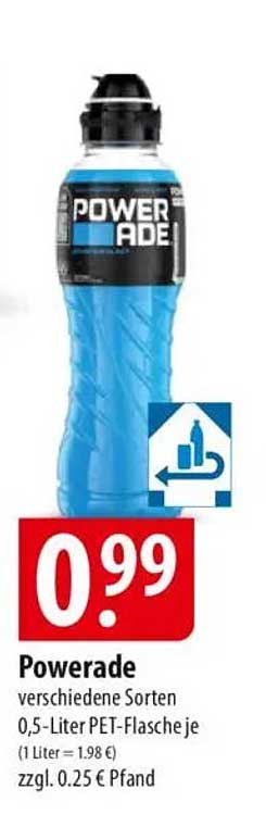 Powerade verschiedene Sorten 0,5-Liter PET-Flasche je