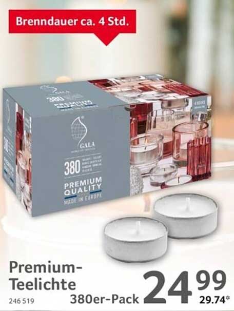 Premium-Teelichte 380er-Pack