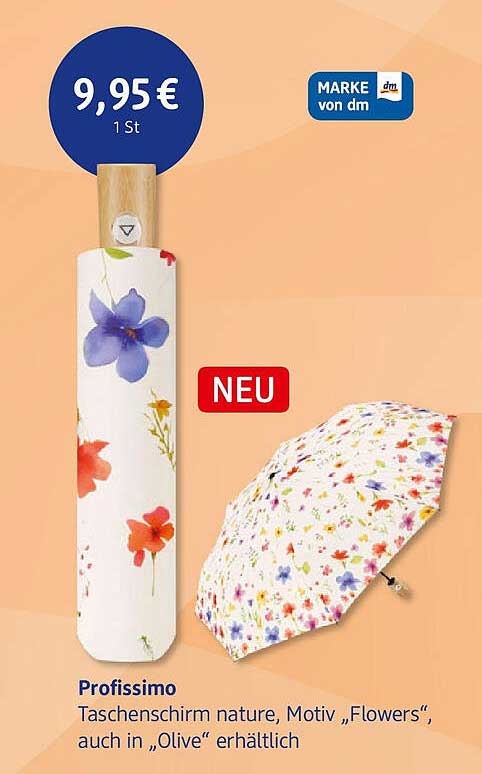 Profissimo Taschenschirm nature, Motiv 'Flowers'
