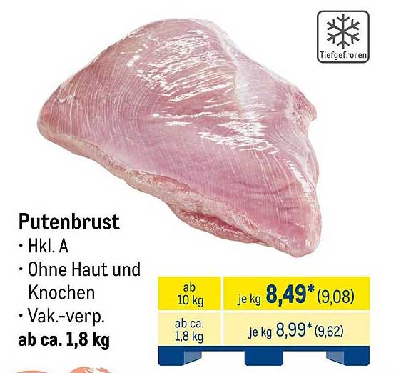 Putenbrust Hkl. A - Tiefgefroren, ohne Haut und Knochen