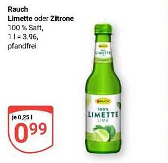 Rauch Limette oder Zitrone 100 % Saft, 0,25 l für nur 0,99 €