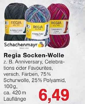 Regia Socken-Wolle – z. B. Anniversary, Celebrations oder Favourites, verschiedene Farben