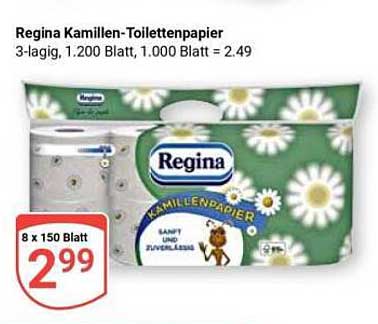 Regina Kamillen-Toilettenpapier 3-lagig, 1.200 Blatt