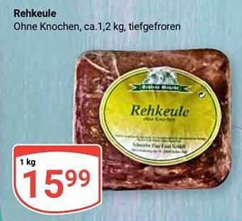 Rehkeule ohne Knochen, ca. 1,2 kg, tiefgefroren