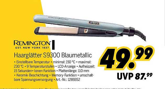 Remington Haarglätter S9300 Blaumetallic