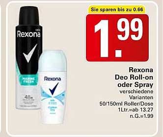 Rexona Deo Roll-on oder Spray – verschiedene Varianten