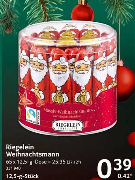 RIEGELEIN Weihnachtsmann - 12,5 g Stück