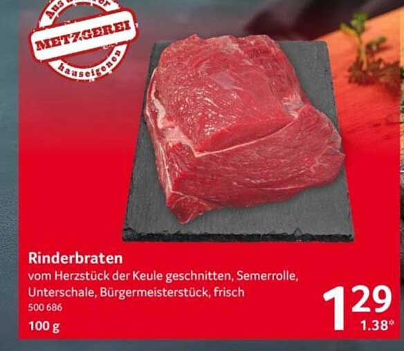 Rinderbraten vom Herzstück der Keule, Semerrolle, Unterschale, Bürgermeisterstück, frisch