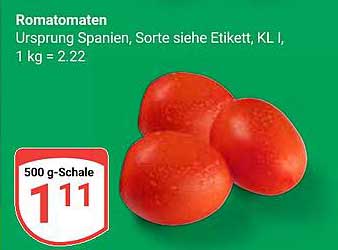 Romatomaten 500 g - Klasse I aus Spanien