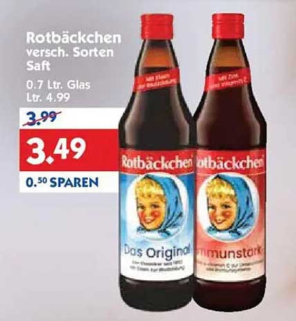Rotbäckchen verschiedenen Sorten Saft 0.7 Ltr. für nur 3,49 €