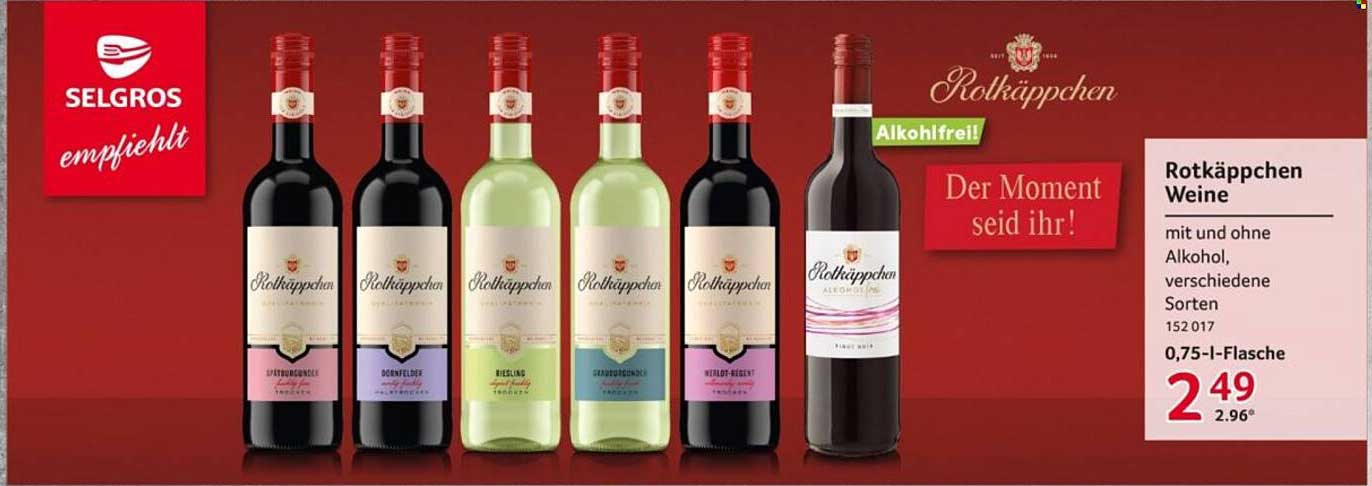 Rotkäppchen Weine – Mit und ohne Alkohol, verschiedene Sorten