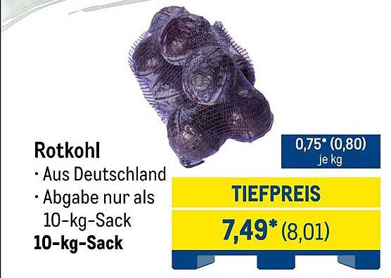 Rotkohl 10-kg-Sack - Frisch aus Deutschland
