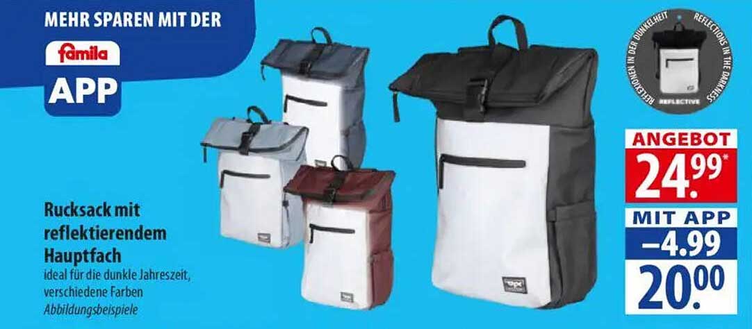 Rucksack mit reflektierendem Hauptfach