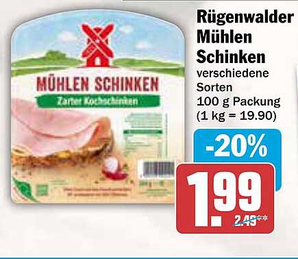 Rügenwalder Mühlen Schinken verschiedene Sorten 100 g Packung