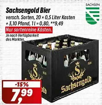 Sachsengold Bier - 20 x 0,5 Liter Kasten