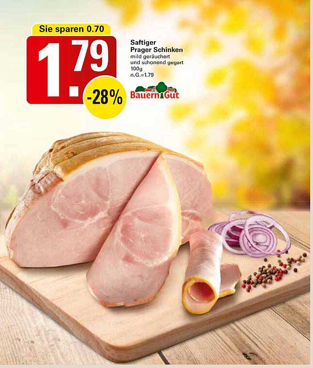Saftiger Prager Schinken - Mild geräuchert und schonend gegart