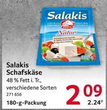 Salakis Schafskäse 48 % Fett i. Tr., 180-g-Packung