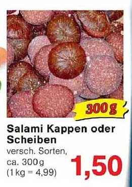 Salami Kappen oder Scheiben - Verschiedene Sorten, ca. 300 g